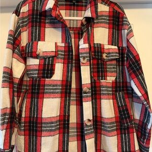 Kendall & Kylie Red and Black Plaid Jacket